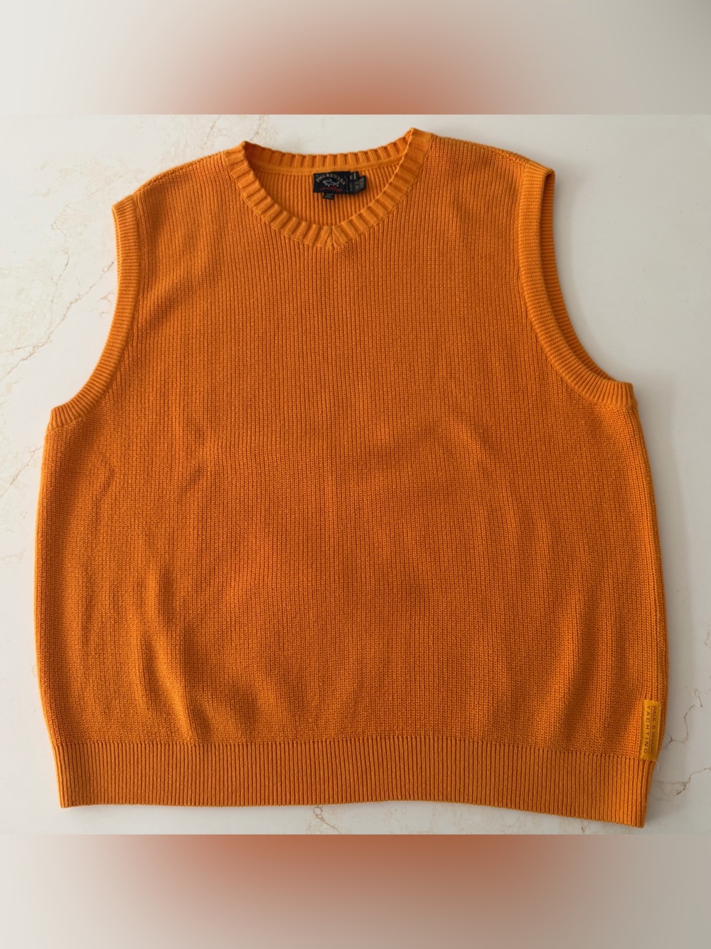 Paul & Shark Orange 100% cotton sweater vest